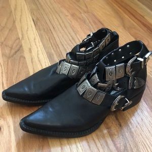 Jeffrey Campbell black leather booties